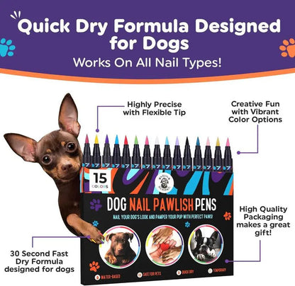 Dog Nail Polish Pens Quick Dry – Pet Safe Nail Pawlish for Dogs & Cats Grooming