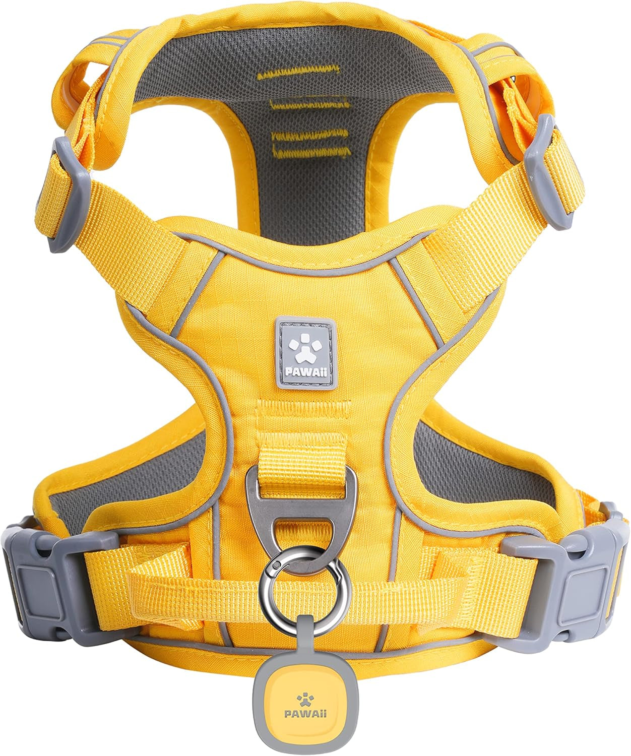 No Pull Dog Harness Reflective Adjustable Vest with ID Tag Small Dogs Pineapple Yellow