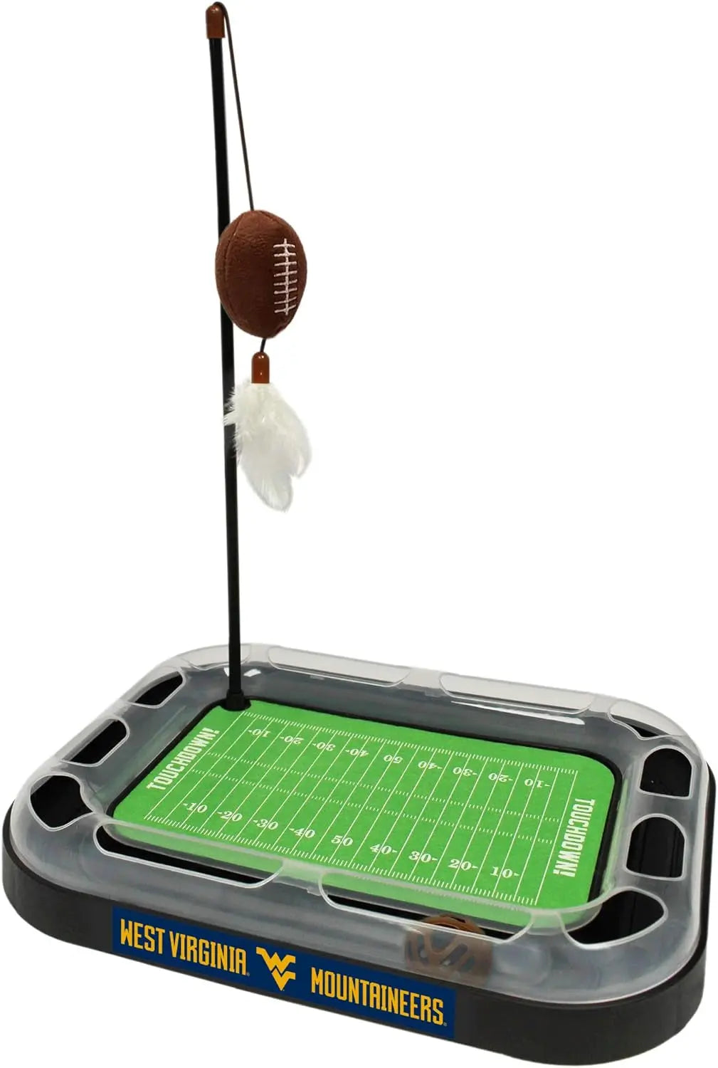 NCAA Cat Scratcher Football Field Toy – With Catnip, Feather & Interactive Ball West Virginia Mountaineers Football Field