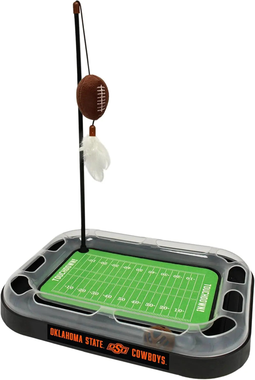 NCAA Cat Scratcher Football Field Toy – With Catnip, Feather & Interactive Ball Oklahoma State Cowboys Football Field