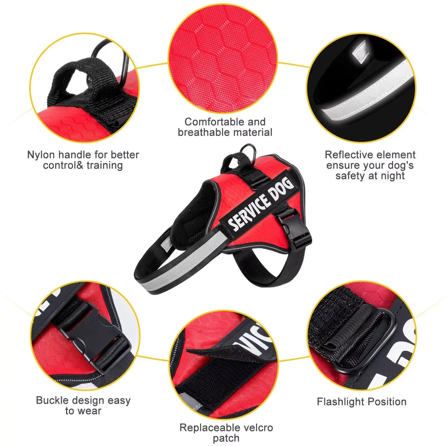 Service Dog Vest Harness with Chest Strap – Adjustable, Durable, Comfortable