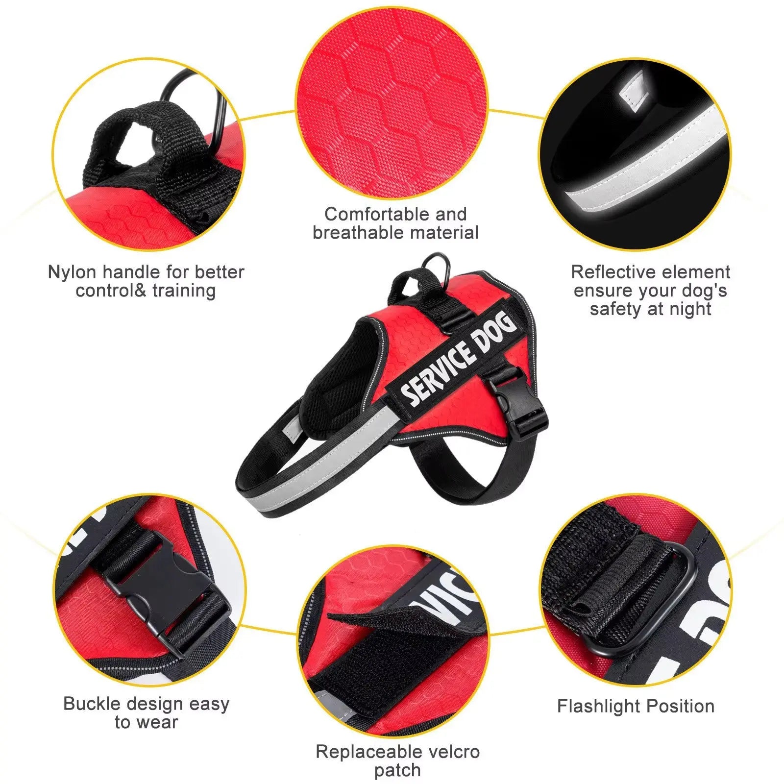 Service Dog Vest Harness with Chest Strap – Adjustable, Durable, Comfortable