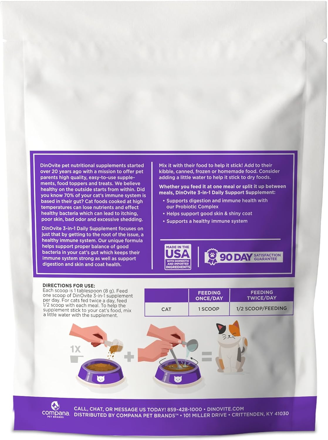 Cat Multivitamin Supplement with Probiotics, Omega 3 & Skin + Coat Support