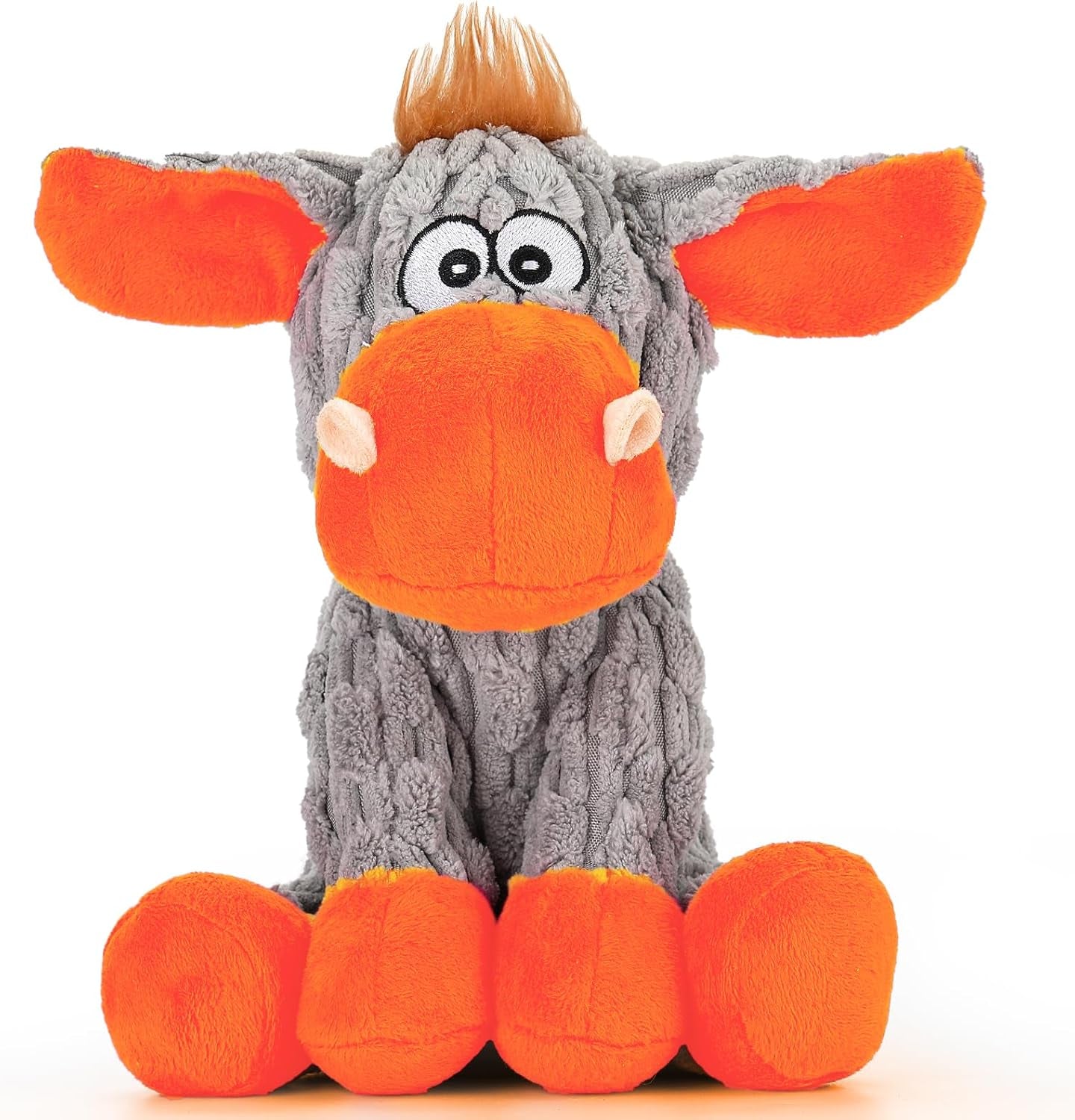 Plush Crinkle Squeaky Dog Toy for Small Medium & Large Dogs – Tough Chew Orange