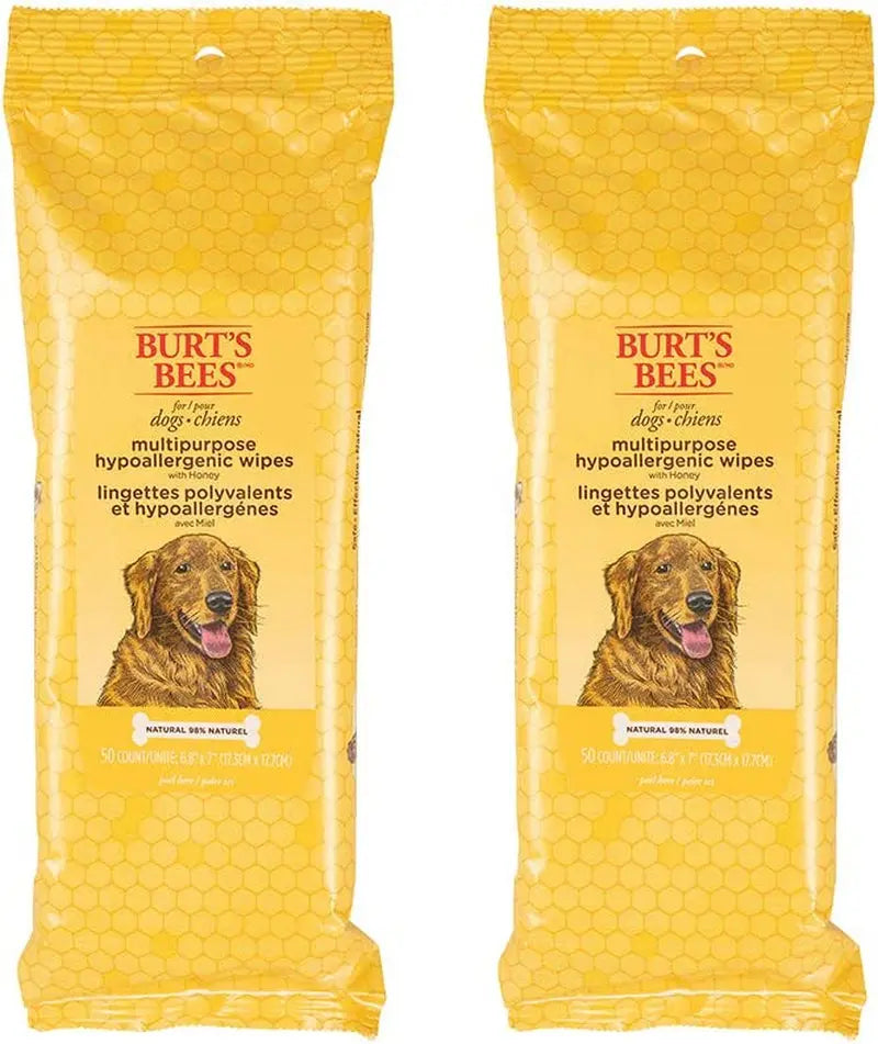 Hypoallergenic Dog Wipes with Honey – Natural Paw & Butt Cleaning, 50ct Multipurpose Wipes - Honey 50 Count (Pack Of 2)