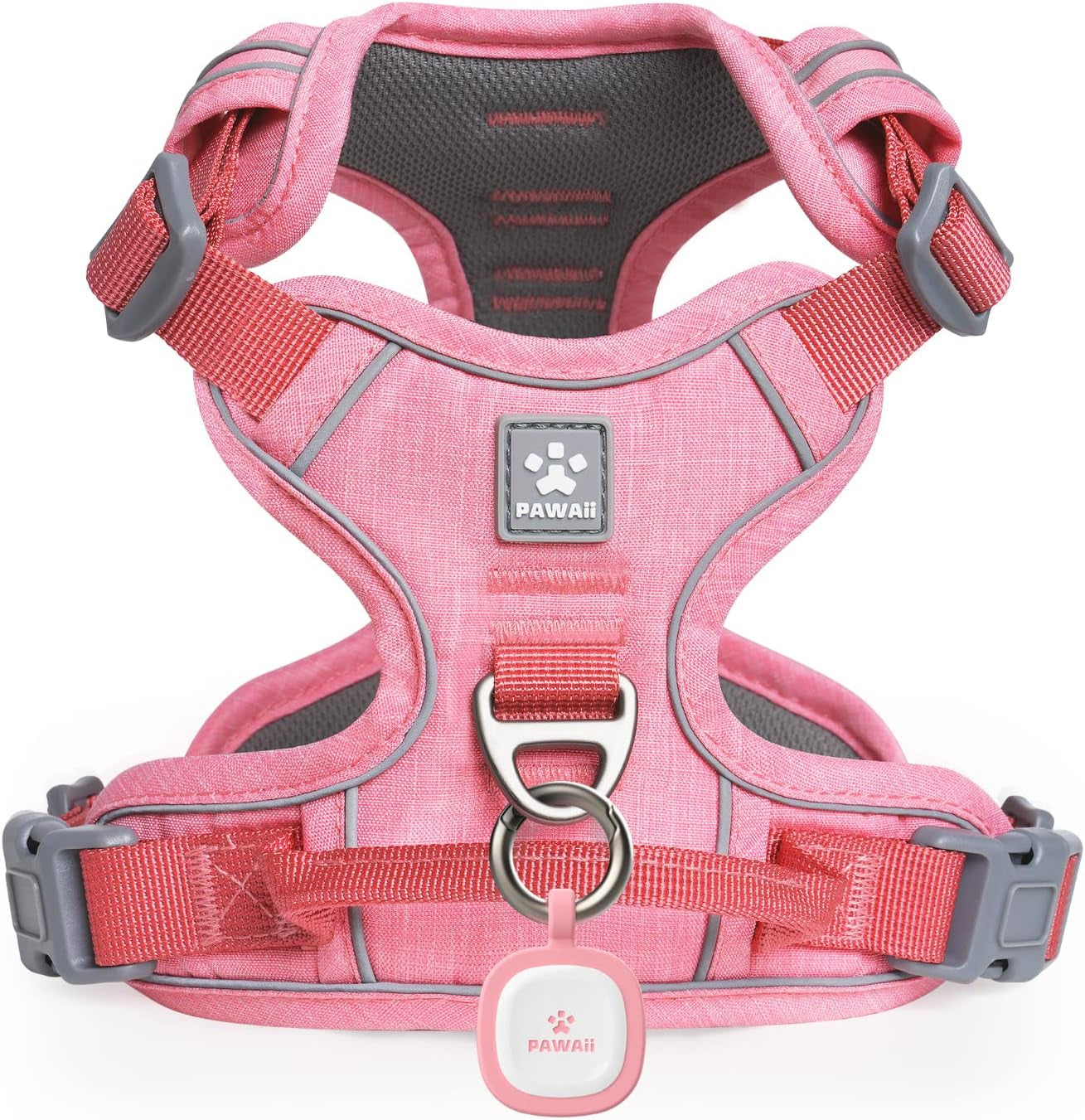 No Pull Dog Harness Reflective Adjustable Vest with ID Tag Small Dogs Mimi Pink