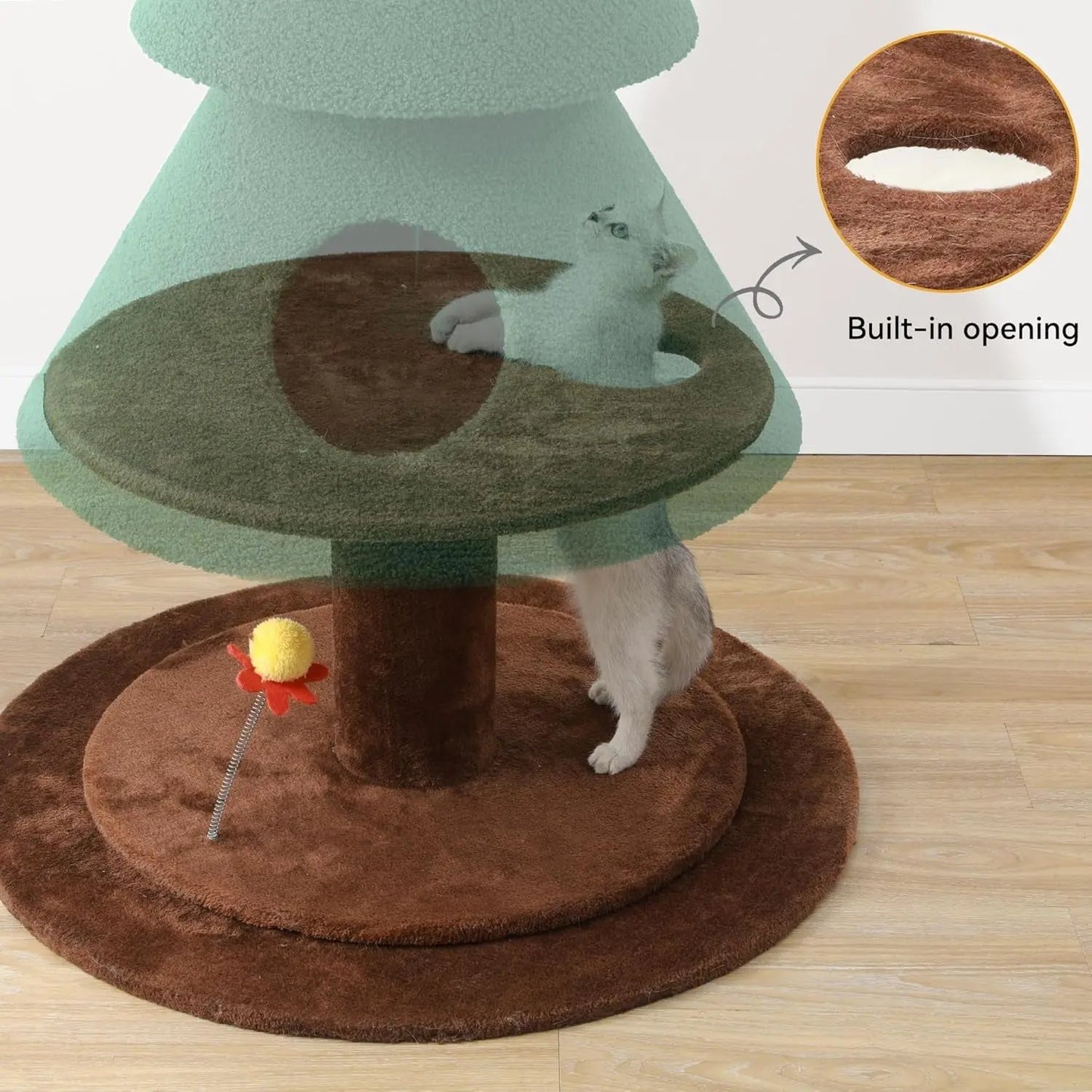 60" Christmas Cat Tree Tower w/ 2 Condos – Festive Indoor Cat Furniture