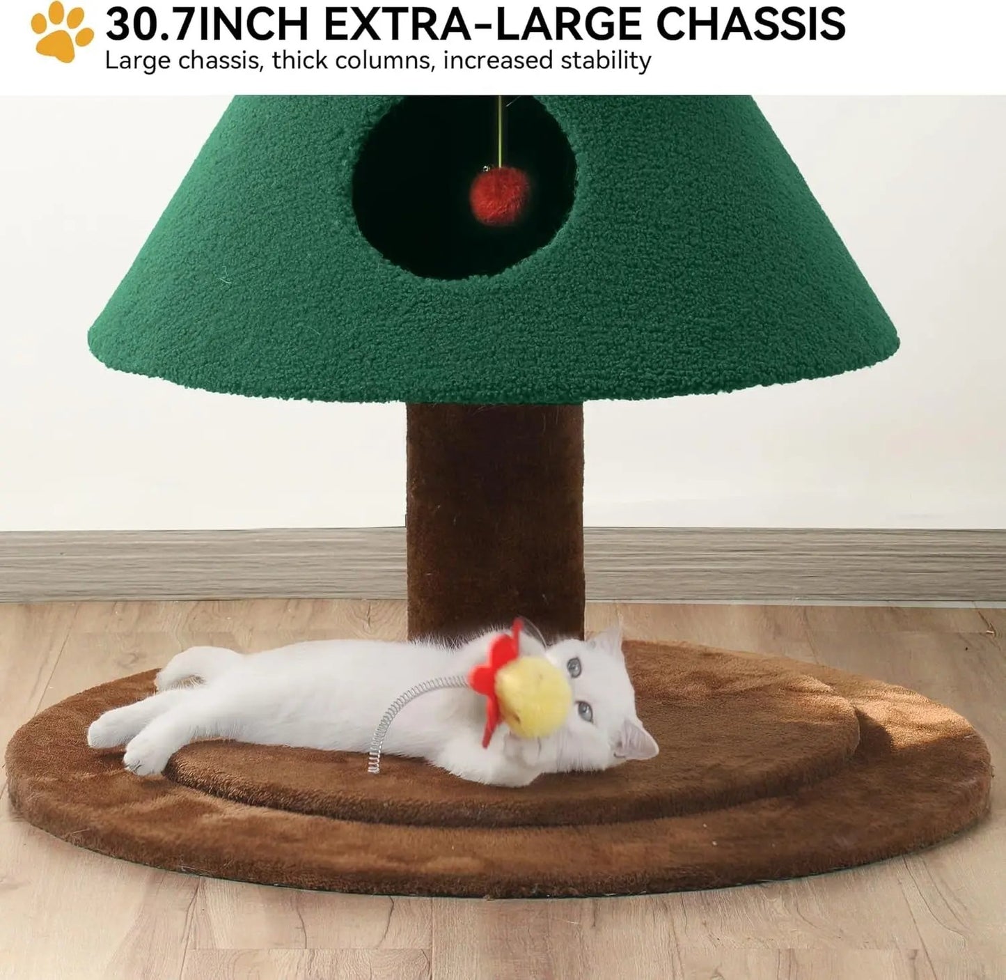 60" Christmas Cat Tree Tower w/ 2 Condos – Festive Indoor Cat Furniture