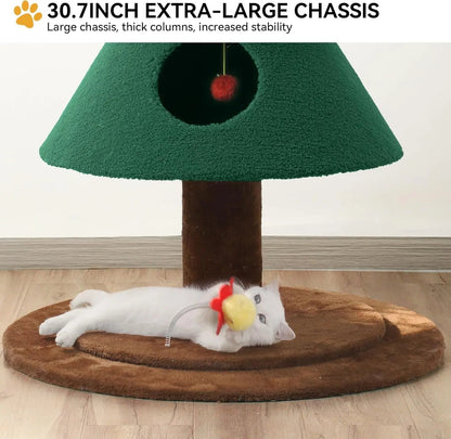 60" Christmas Cat Tree Tower w/ 2 Condos – Festive Indoor Cat Furniture