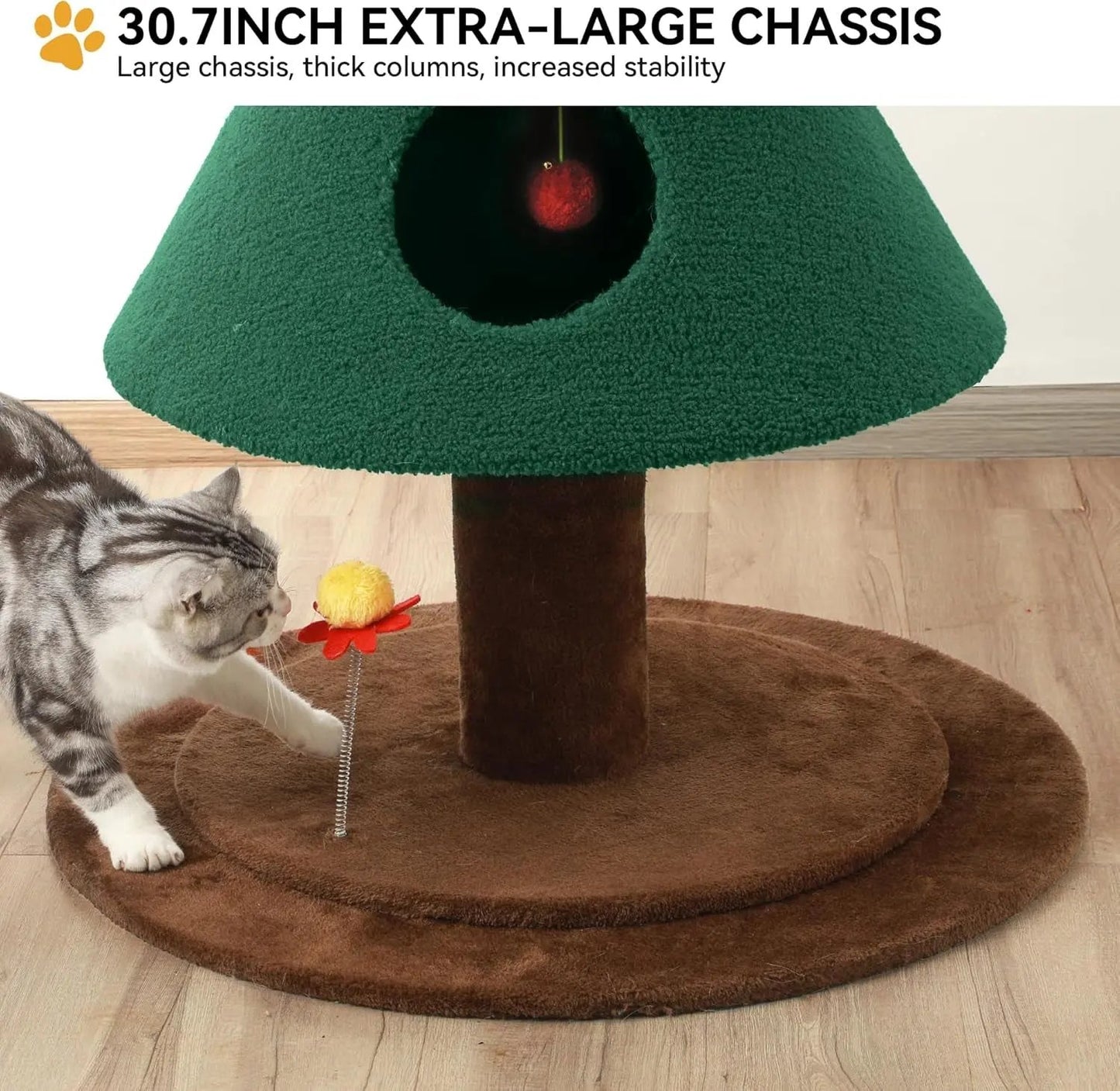 60" Christmas Cat Tree Tower w/ 2 Condos – Festive Indoor Cat Furniture