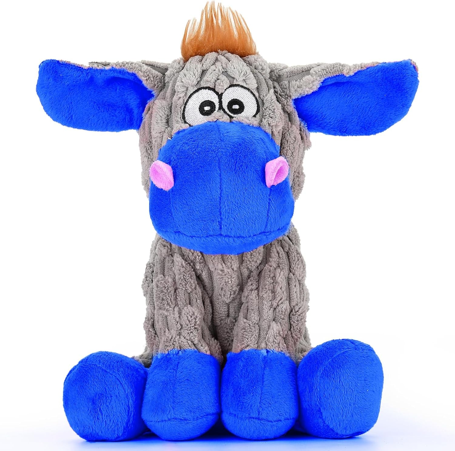 Plush Crinkle Squeaky Dog Toy for Small Medium & Large Dogs – Tough Chew Gray Blue