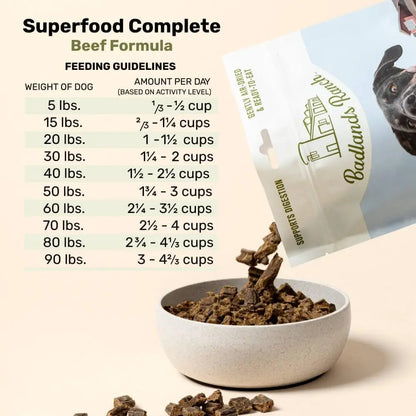 Superfood Complete Adult Dog Food 24oz Beef or Fish | Air-Dried High Protein, No Fillers