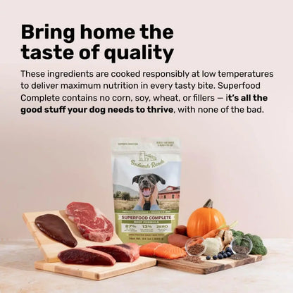 Superfood Complete Adult Dog Food 24oz Beef or Fish | Air-Dried High Protein, No Fillers