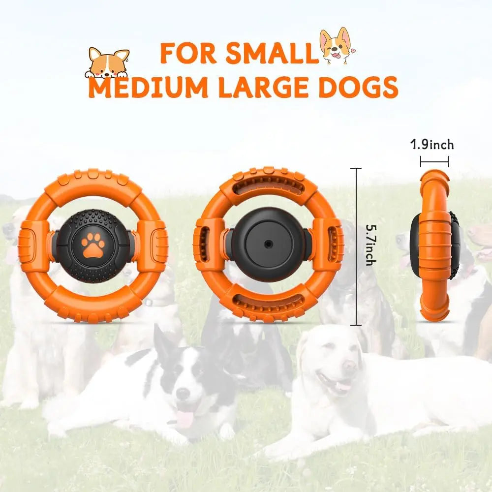 Interactive Tough Dog Chew Toy for Aggressive Chewers, Durable Squeaky Nylon & Rubber Toys for All Breeds