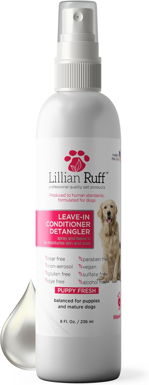 Dog Detangler Spray Leave In Conditioner Dematting & Coat Shine 8oz