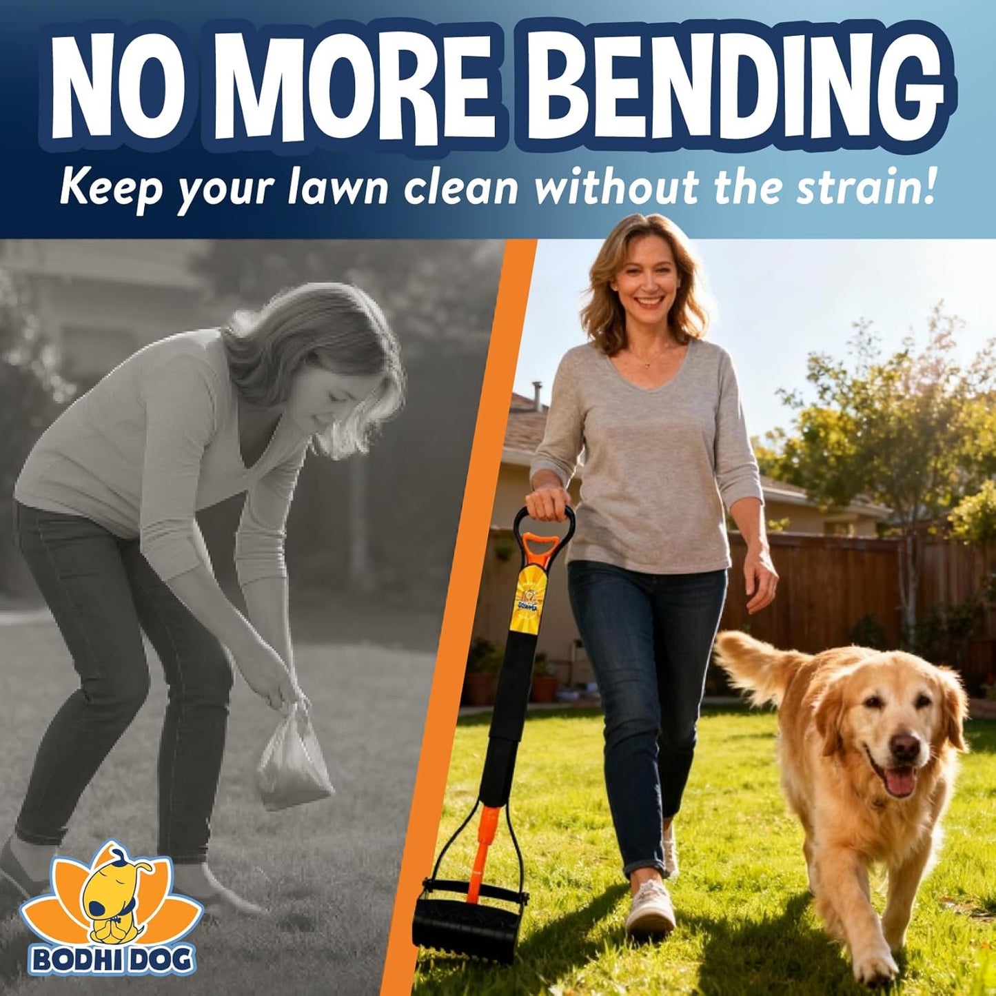 32” Tall Pooper Scooper for Large Dogs Foldable Long Handle Waste Picker