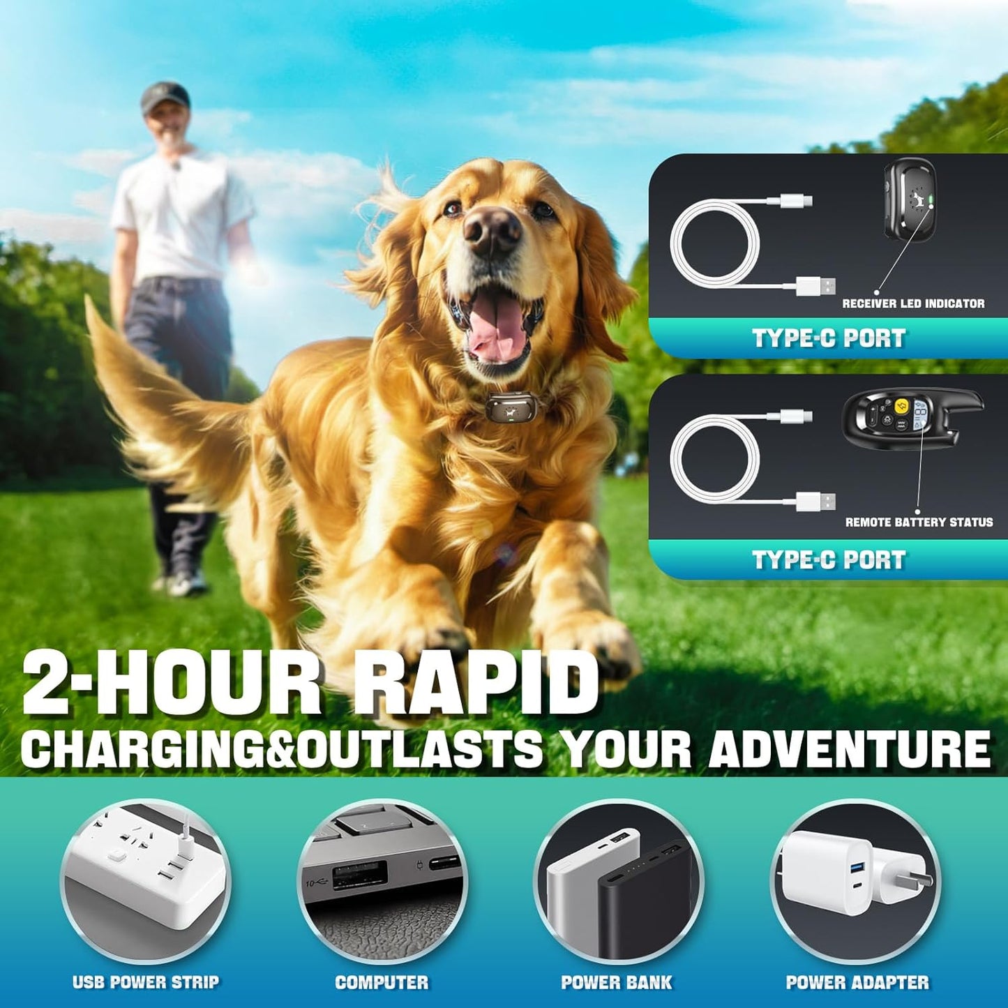 Dog Training Collar Remote Beep Vibration Shock Lock 1600FT Waterproof