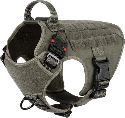 No-Pull Tactical Dog Harness with Handle – 2X Metal Buckles, Adjustable Vest with Hook & Loop Panels (All Sizes) Green Medium (Pack Of 1)