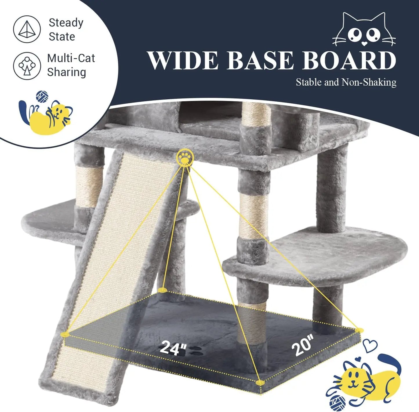 68-Inch Multi-Level Cat Tower–XL Cat Condo with Scratching Posts(Various Colors)