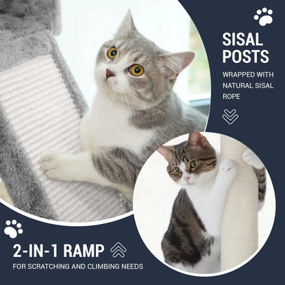 68-Inch Multi-Level Cat Tower–XL Cat Condo with Scratching Posts(Various Colors)