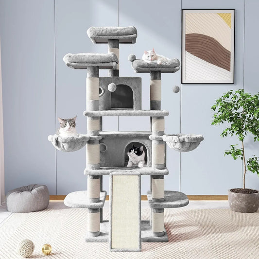 68-Inch Multi-Level Cat Tower–XL Cat Condo with Scratching Posts(Various Colors)