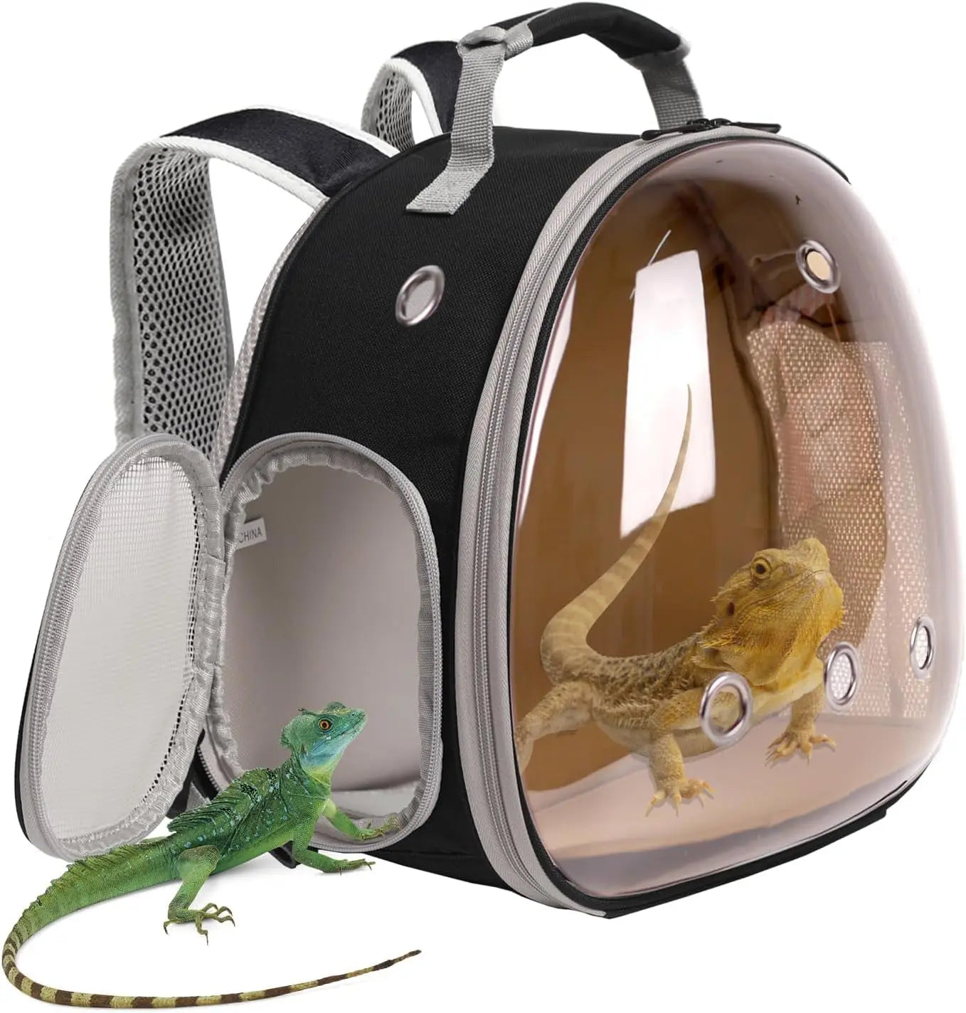 Small Pet Carrier Backpack with Clear Window, Airline Approved Travel Bag for Guinea Pig, Reptile, Hedgehog, Rat & Parrot Black-Polarize Backpack