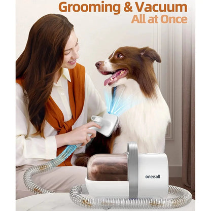 7-in-1 Dog Grooming Kit with Vacuum, Low Noise Pet Hair Remover, 1.5L Dust Cup, Professional Shedding & Grooming Tools for Dogs & Cats