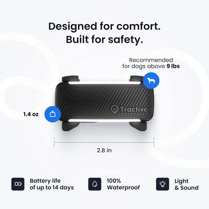 Smart Dog GPS Tracker with Virtual Fence, Vital Signs & Bark Monitoring, Waterproof Collar Attachment