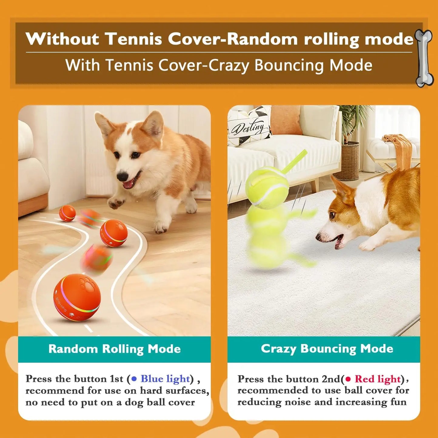 USB Rechargeable Interactive Dog Ball – Automatic Motion Rolling Toy for All Sizes