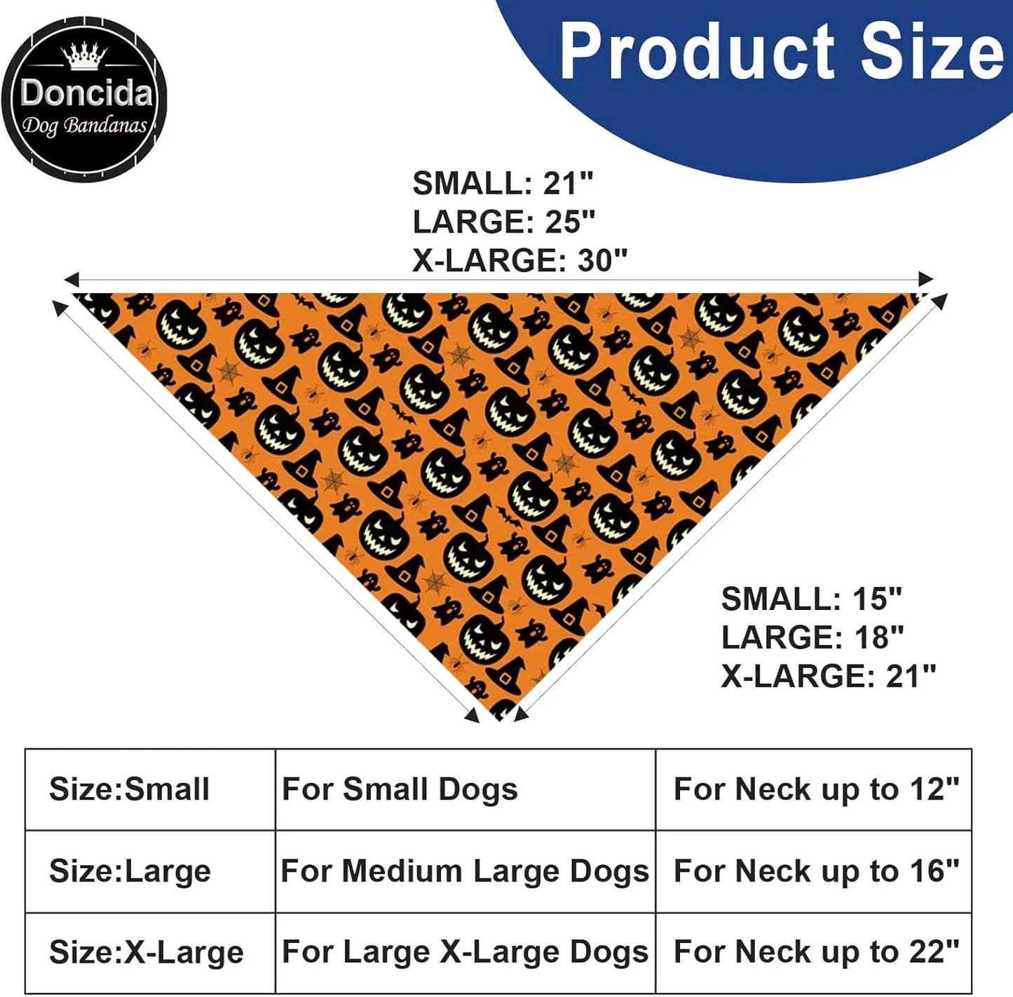 Halloween & Christmas Dog Bandanas 2-Pack – Reversible Holiday Themed Scarf XL