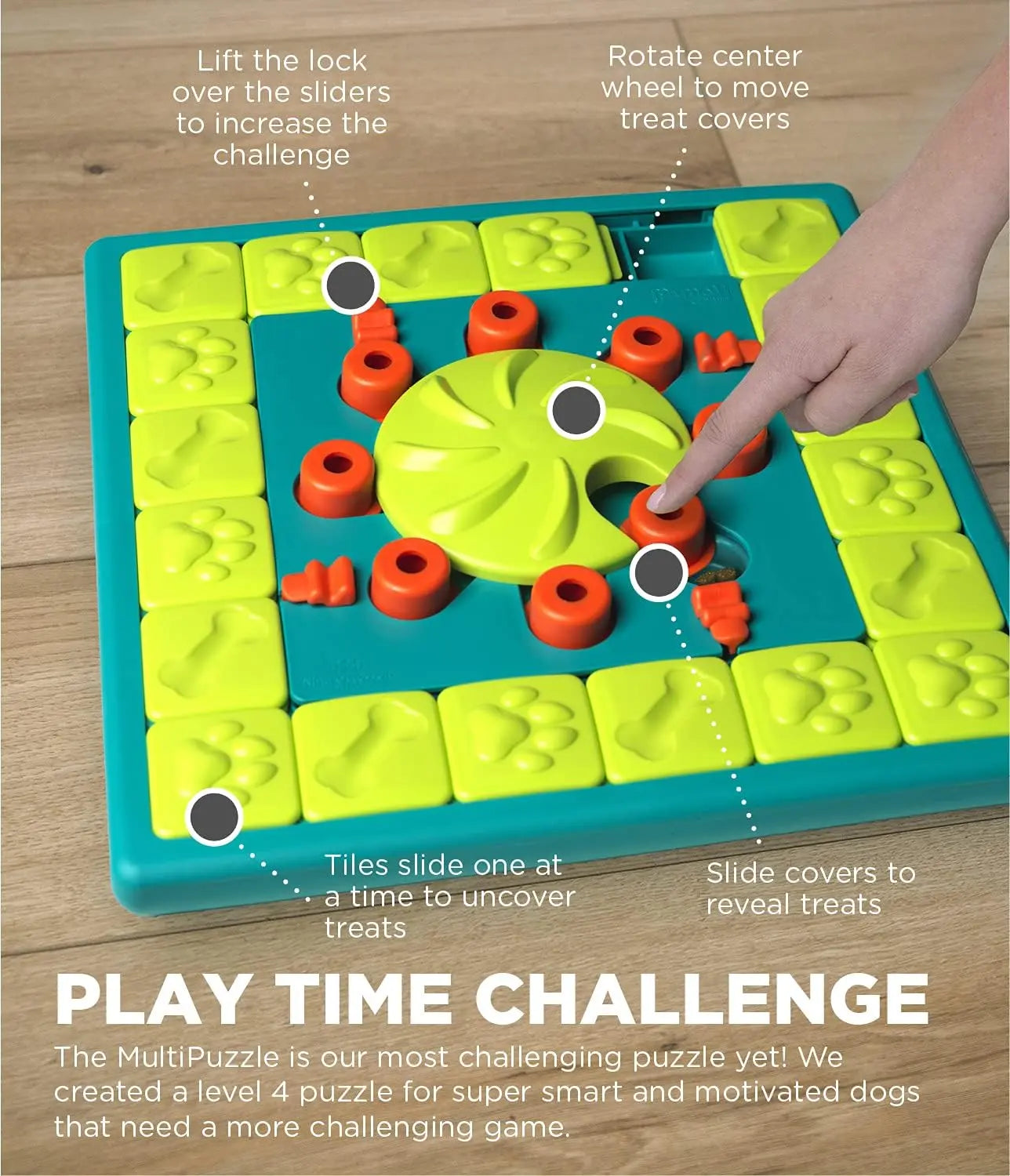 Interactive Dog Treat Toy Multi-Puzzle Level 4 Expert Enrichment