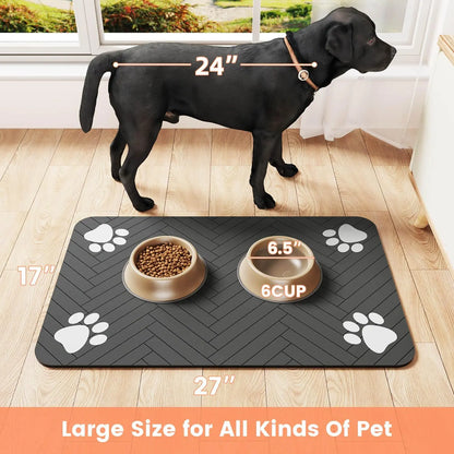 Absorbent Pet Feeding Mat for Dogs & Cats – Waterproof Rubber Backing, Quick-Dry