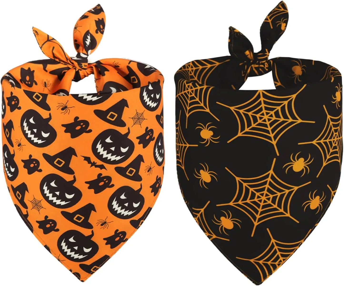 Halloween & Christmas Dog Bandanas 2-Pack – Reversible Holiday Themed Scarf XL 5 Halloween