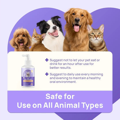 Pet Dental Care Spray – Fresh Breath, Plaque & Tartar Control, Gum Relief, Gingivitis Prevention, No-Brush