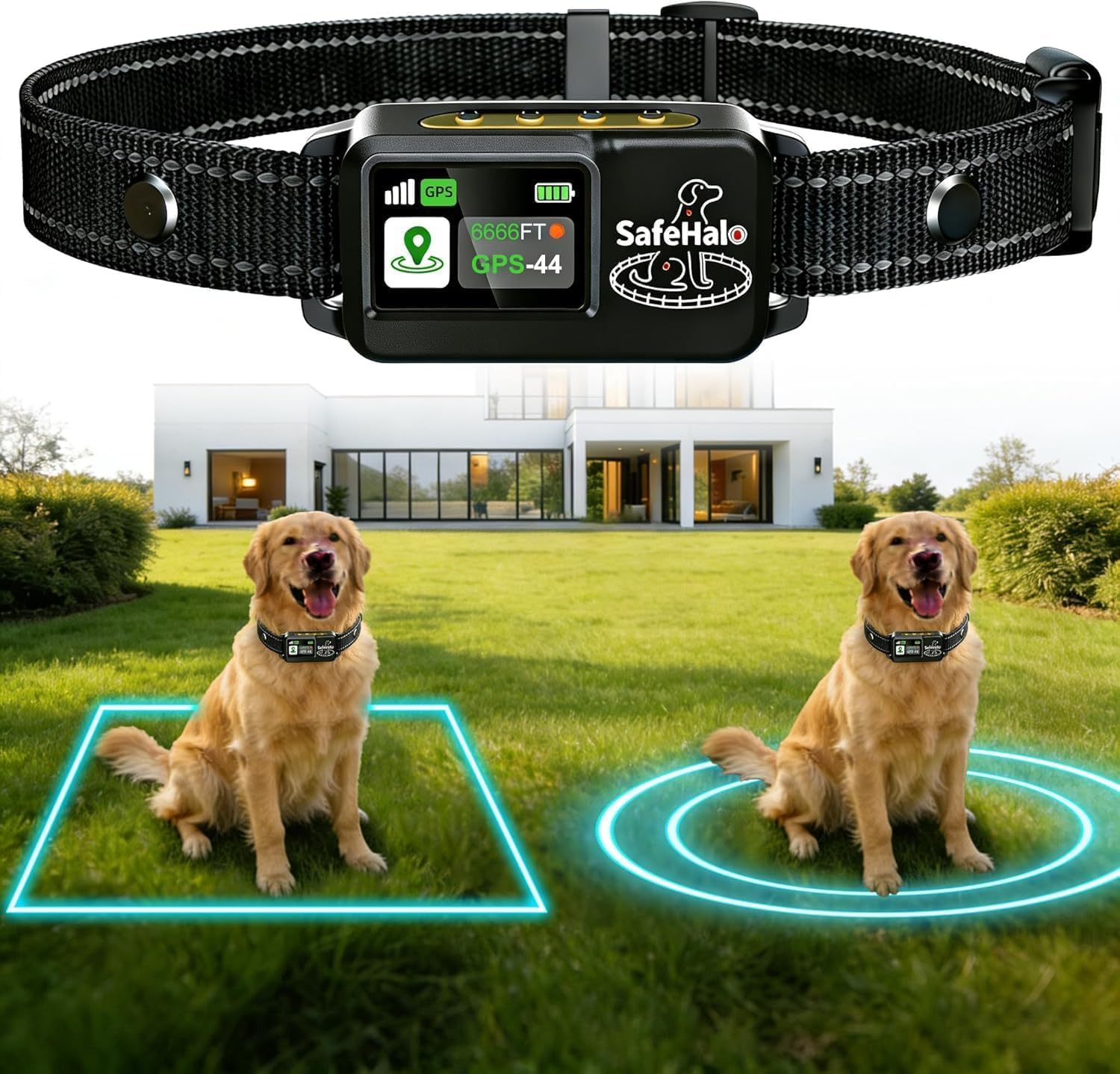 GPS Wireless Dog Fence System Waterproof Rechargeable for up to 2 Dogs 1Pack