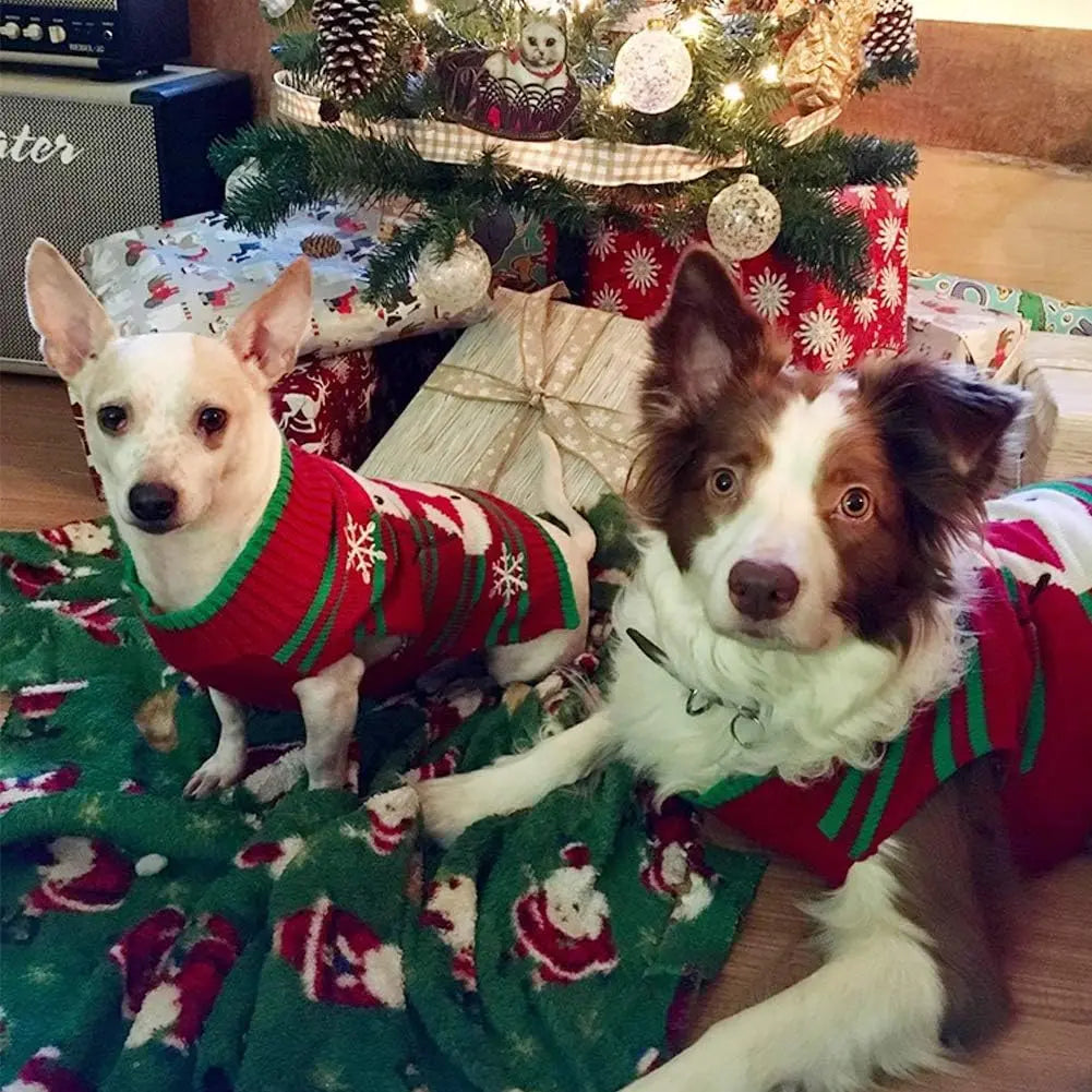 Christmas Dog Sweater – Various Patterns Knit Holiday Pet Clothes XS–3XL