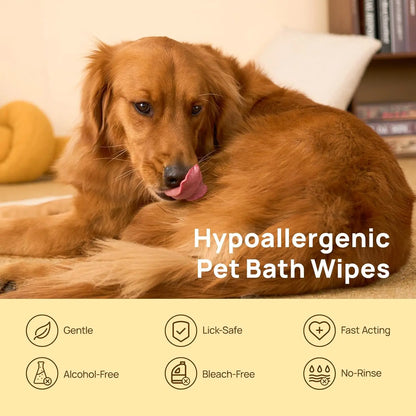 Pet Cleaning & Deodorizing Glove Wipes for Dogs & Cats