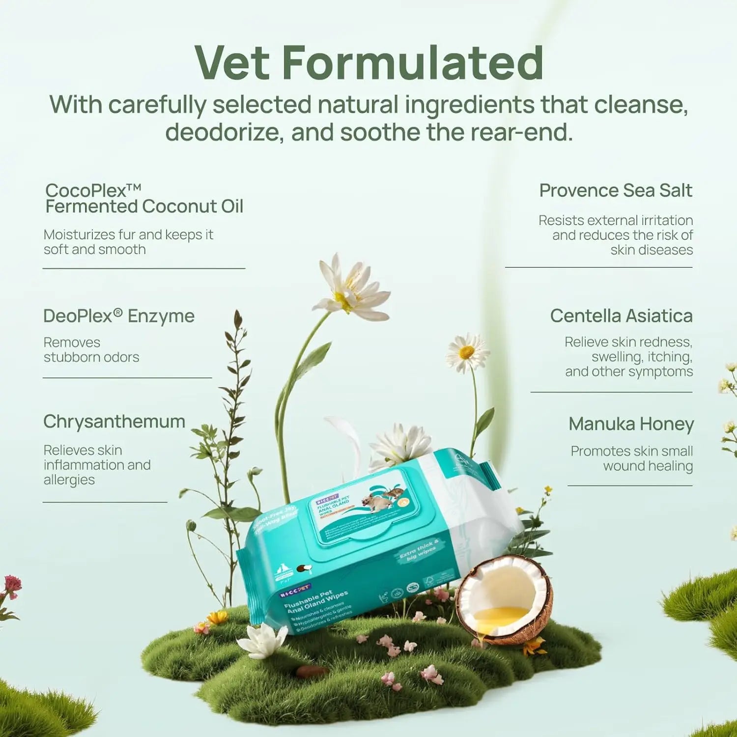 Dog & Cat Wipes – Cleansing & Deodorizing with Coconut Oil
