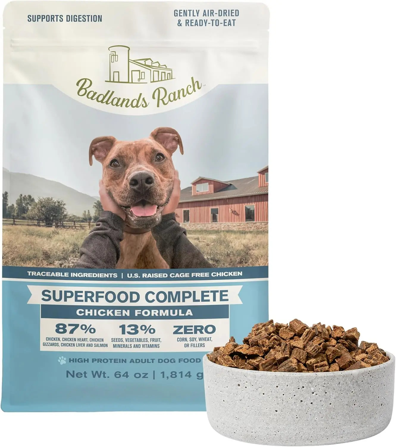 Superfood Complete Adult Dog Food 24oz Beef or Fish | Air-Dried High Protein, No Fillers Chicken 64 Ounce (Pack Of 1)