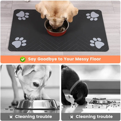 Absorbent Pet Feeding Mat for Dogs & Cats – Waterproof Rubber Backing, Quick-Dry