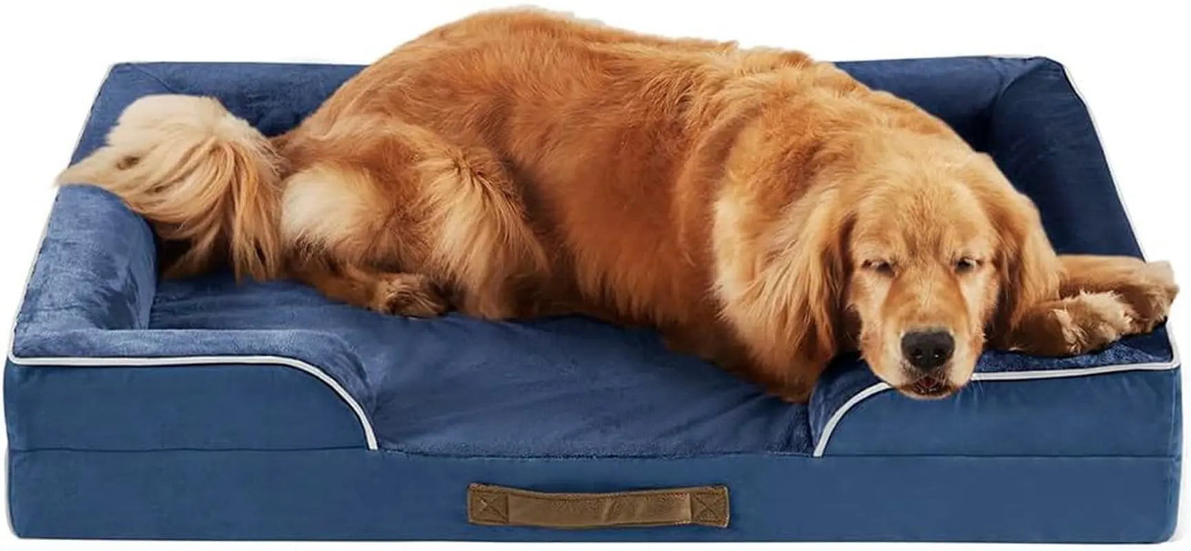 Chester Xx-Large Dog Bed - Orthopedic Memory Foam Mattress, Calming Couch Bed, Wall Rim Pillow, Water Resistant Liner, Washable Cover, Non-Slip Bottom Ally Navy Blue All-Foam Bolster Bed 42.0"L X 32.0"W X 7.0"Th