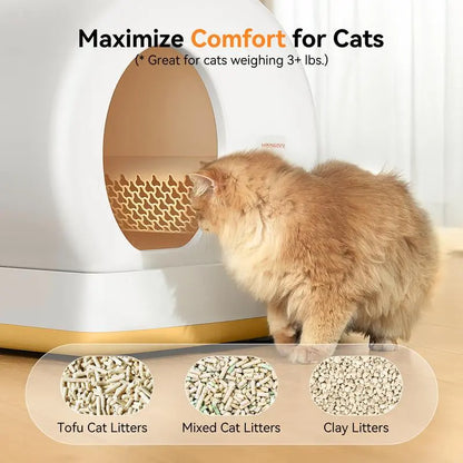 Meowant SC01 Smart Litter Box – Self-Cleaning, Odor-Free, Pee Guard, Auto Safety Stop, App-Controlled, Includes Mat & Liner for Convenient Cat Care