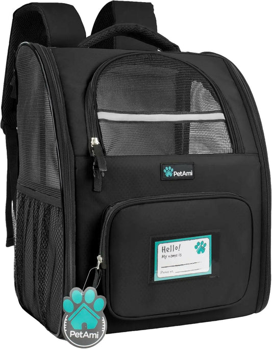 Travel stress-free with your pet! Airline Approved & Ventilated Dog/Cat Backpack (Up to 18 lbs) Black