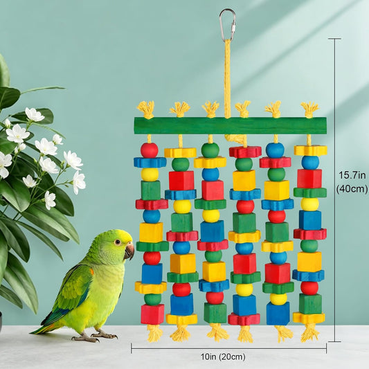 Large Parrot Toy Natural Wood Bird Chew Toy for Macaws Cockatoos