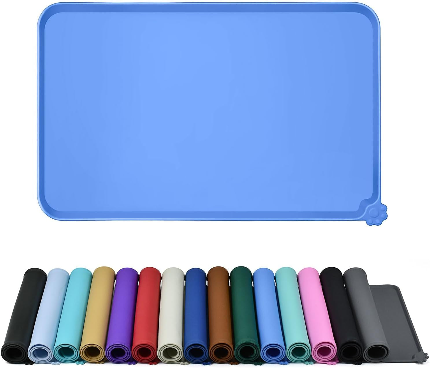 Silicone Dog & Cat Feeding Mat with Raised Edge, Waterproof & Non-Slip