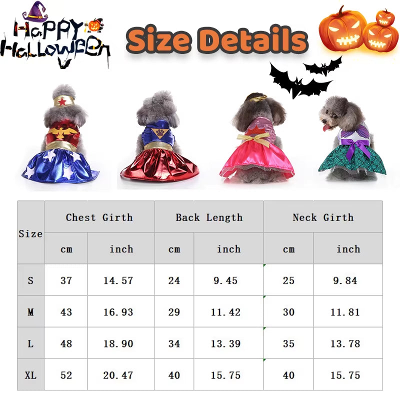 Halloween Pet Dress Costume | Superhero or Princess Outfit for Dogs & Cats
