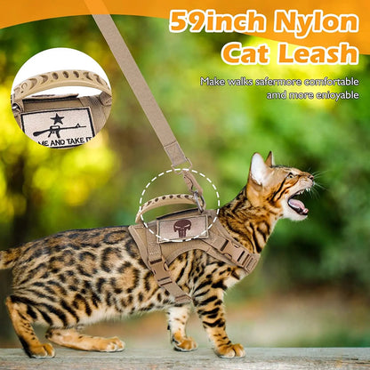 Tactical Cat Harness and Leash Set – Escape Proof, Adjustable, Breathable Vest for Cats & Small Dogs
