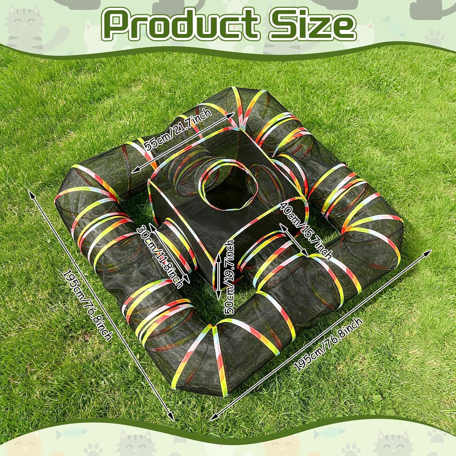 5-in-1 Outdoor Cat Enclosure with Tunnels, Portable Pop-Up Catio Playpen
