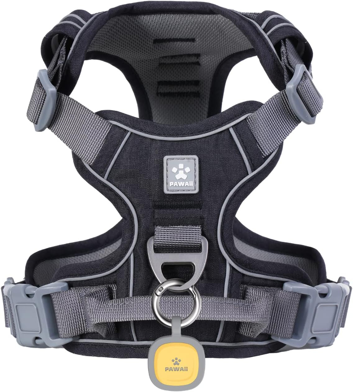 No Pull Dog Harness Reflective Adjustable Vest with ID Tag Small Dogs Davy'S Gray L (Chest: 27"-32" )