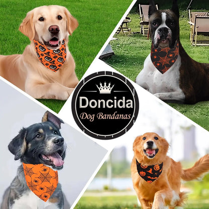 Halloween & Christmas Dog Bandanas 2-Pack – Reversible Holiday Themed Scarf XL